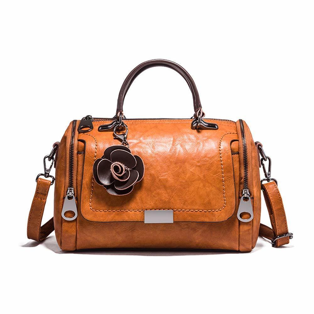 Boston Bags Medium Top Handle Satchel Brown Round Purse Flower :v